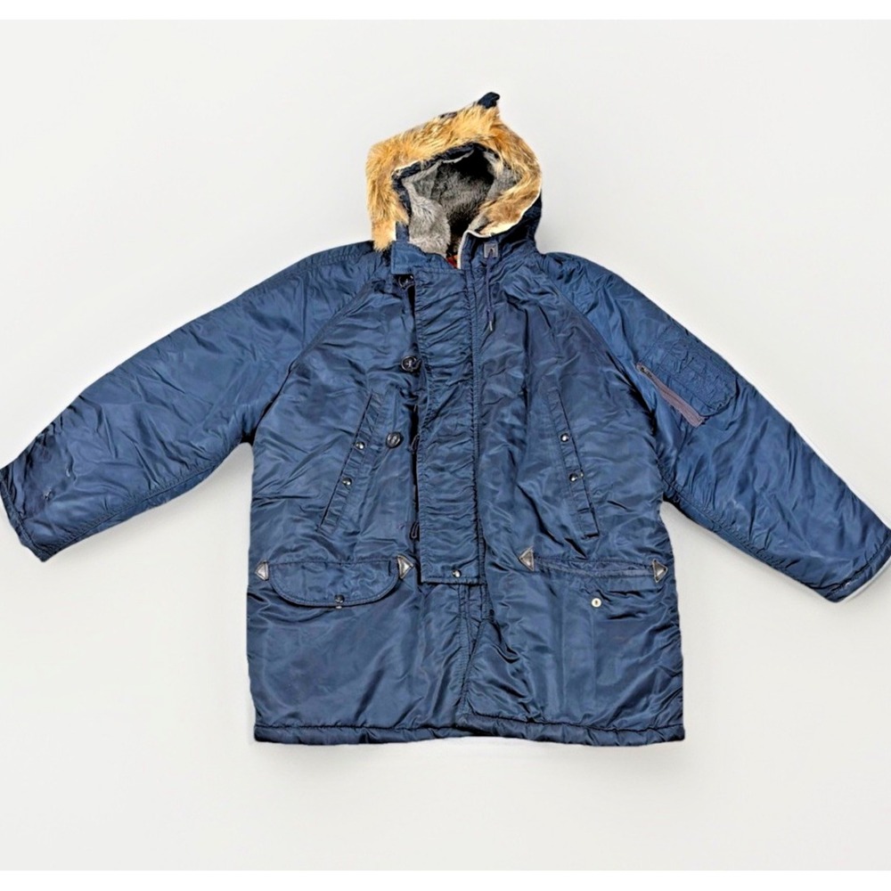 Golden Fleece N-3B Flying Jacket Mens 46 Navy Blue Vintage Snorkel Parka USA